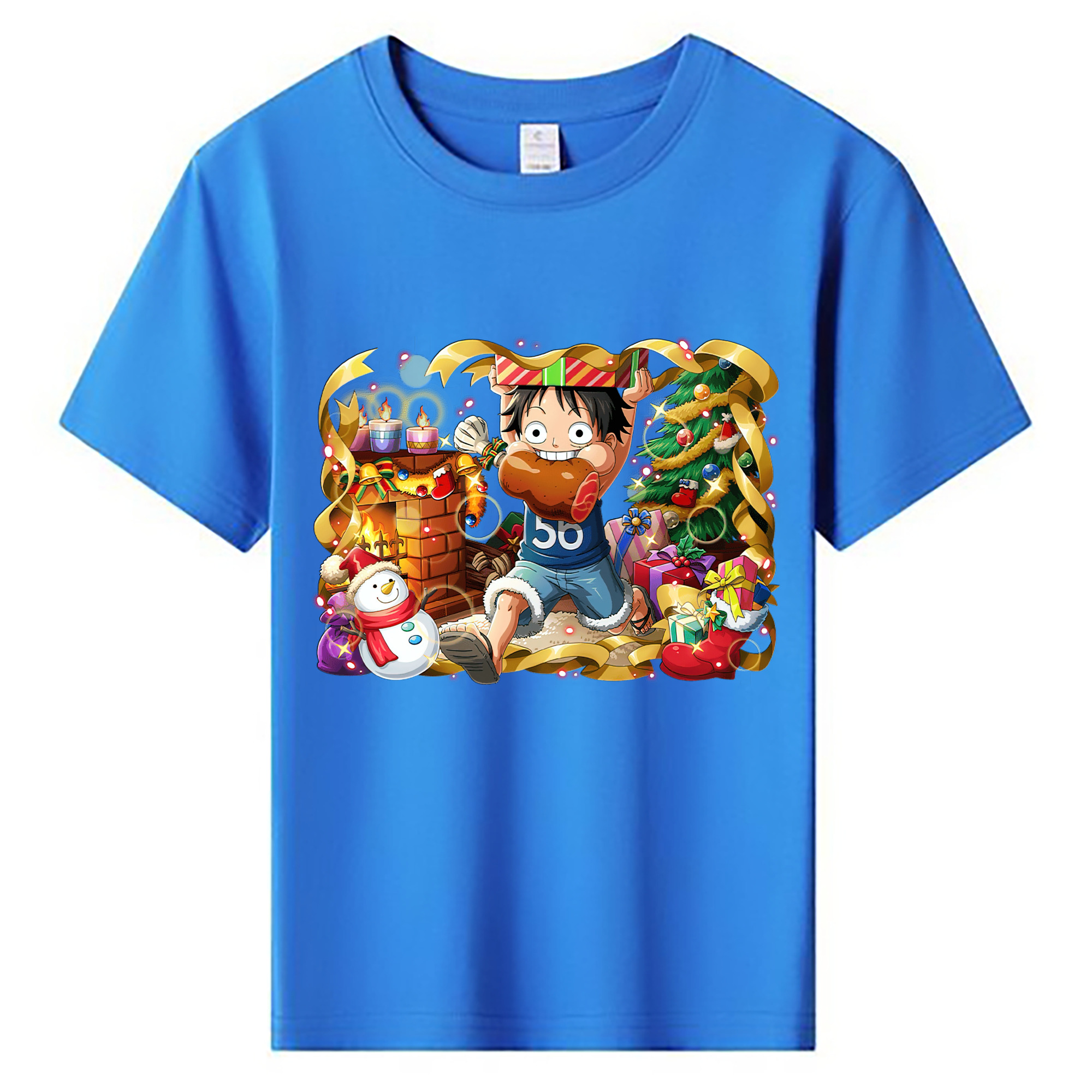 ワンピース モンキー・D・ルフィ ONE PIECE Monkey D. Luffy 綿100％キッズTシャツ（フロントプリント）